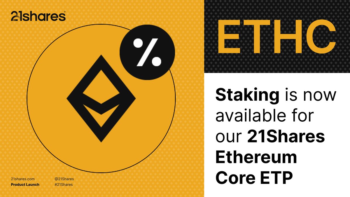 今天21Shares在欧洲的ETH ETF已经正式引入了质押功能，看样子美国的ETF上质押也不远了🧐唉目前除了质押 这事短期还真想不到能怎么样把ETH一天拉出20%大阳线的利好了