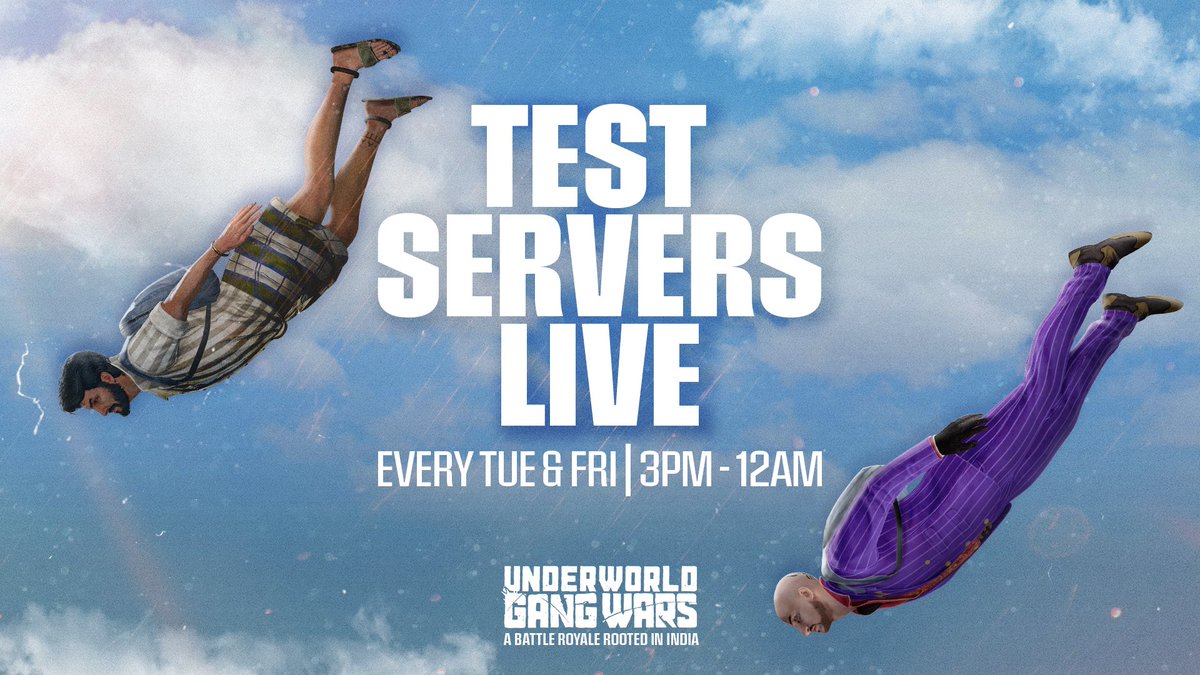 🎮 Test Servers are LIVE!
Gangsters, it's time to jump back into Dhantara! Test servers will go LIVE now on every Tuesday &amp; Friday. Jump in and show us what you got!

📲 Download the UGW Beta App!
Link to app: play.google.com/store/apps/det…

#battleroyale  #rootedinindia #indiangame