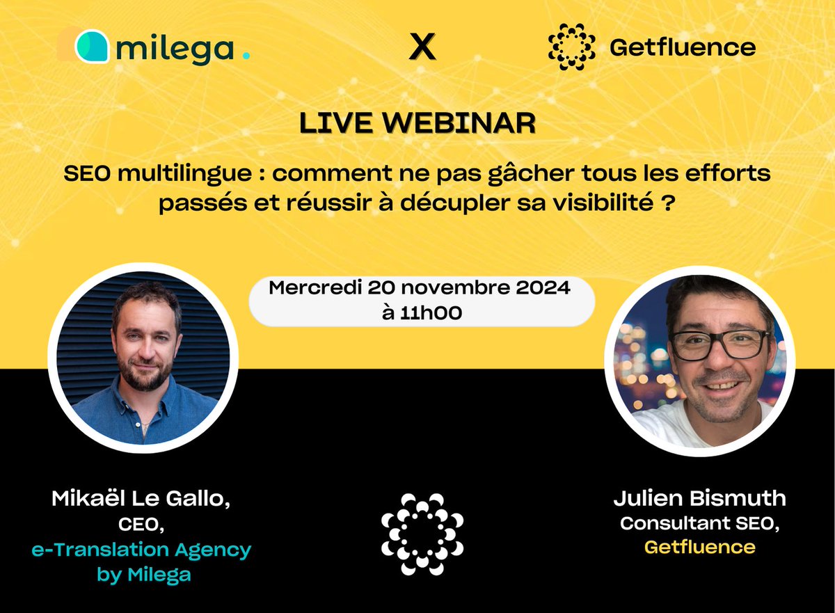 J-1 ! Prêt à optimiser votre SEO multilingue ? 🌍 
Réservez votre place ici : urlr.me/4AZw9