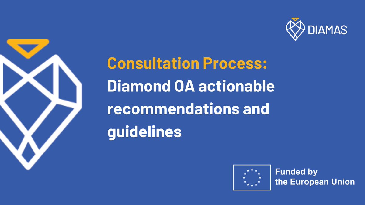 We are currently holding a consultation on our draft recommendations and guidelines for Diamond OA. The consultation closes on Friday 29 November

Visit our website to give your input: diamasproject.eu/consultation-p…