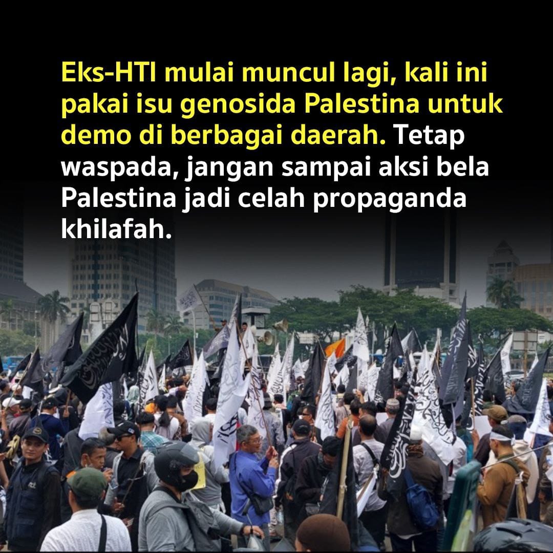 s3mut1reng's tweet image. HTI, meskipun organisasinya telah dibubarkan, tetapi para simpatisannya masih tetap eksis sampai sekarang. Dan mereka masih tetap melakukan propaganda radikalisme, mengusung khilafah.

Kemarin, muslimah eks-HTI (simpatisan)  kembali turun ke jalan dalam aksi bela Palestina.
