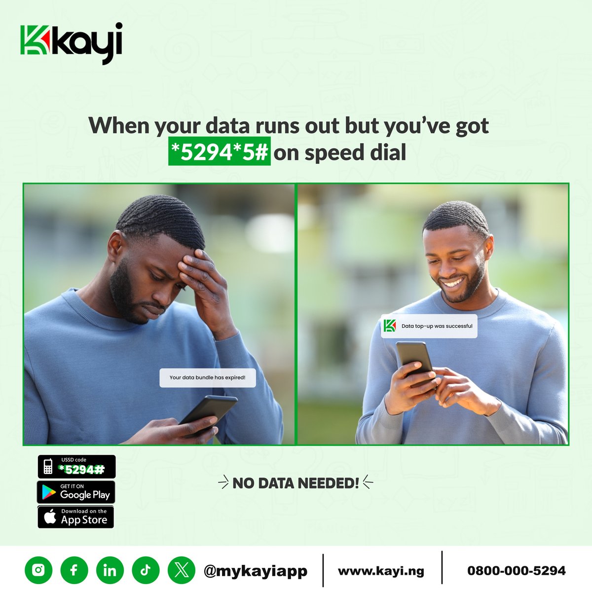 mykayiapp's tweet image. No delays, no worries just instant data purchase with Kayiapp USSD!  

#StayConnected 
#DataOnDemand
#MyKayiapp
#Kayiway
#Digitalbanking