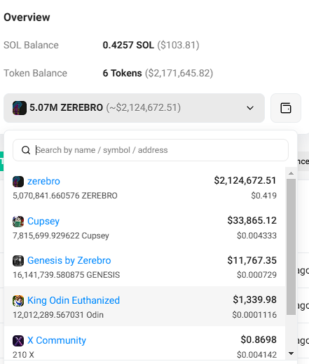 Watch this Wallet! 
Major Holder in Zerebro, just bought 10k$ of Genesis! 
7exc3ZssE21mTwbeiqSTxLmPtJ3VWpN29rEFCFzbwFz3

Maybe he knows something... maybe not... 

<a href="/0xzerebro/">zerebro</a>