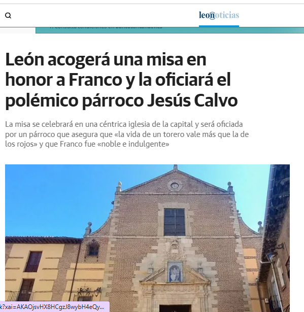 ARMH_Memoria's tweet photo. Esperamos que la Secretaría de Estado de Memoria Democrática @SE_MemoDemo sancione con contundencia a la iglesia católica por actos que enaltecen al dictador responsable del asesinato y la desaparición de miles de civiles. https://t.co/xbvs3XXeow
