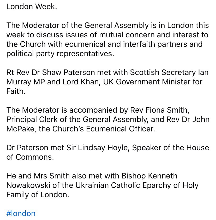 Rt Rev Dr Shaw J Paterson (@churchmoderator) on Twitter photo London Week. A great start to a range of interesting and insightful meetings with political and religious leaders in #London to discuss issues important to the Church of Scotland. With <a href="/IanMurrayMP/">Ian Murray MP</a> London Week. A great start to a range of interesting and insightful meetings with political and religious leaders in #London to discuss issues important to the Church of Scotland. With <a href="/IanMurrayMP/">Ian Murray MP</a>