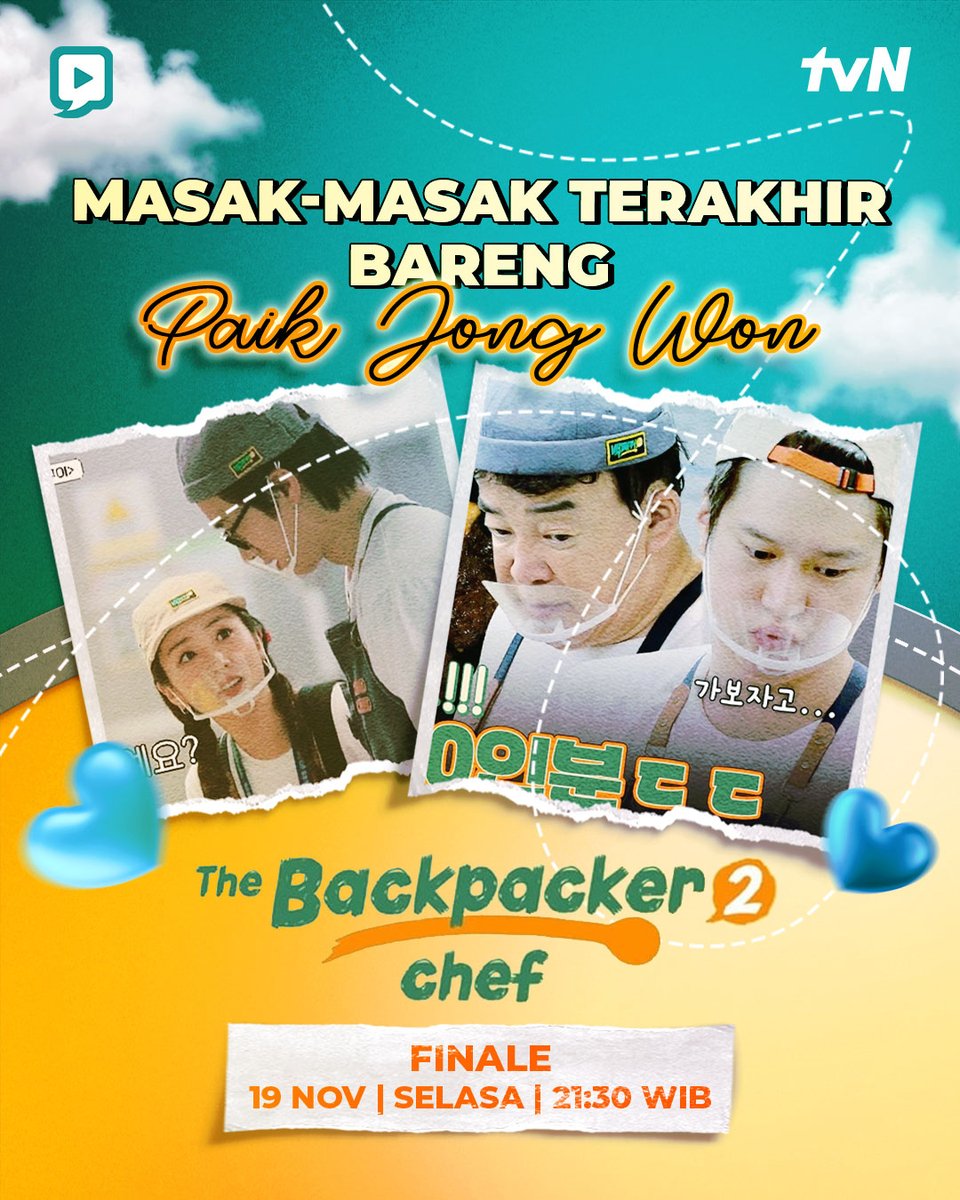 Dens_TV's tweet photo. Jangan sampe nyesel karena ketinggalan
resep-resep masakan dari Chef Paik Jong Won!!
#DensTV #Itssimplyentertaining #VarietyShow
#KoreanVarietyShow #tvN #TheBackpackerChef2 https://t.co/eZl45wB4O3