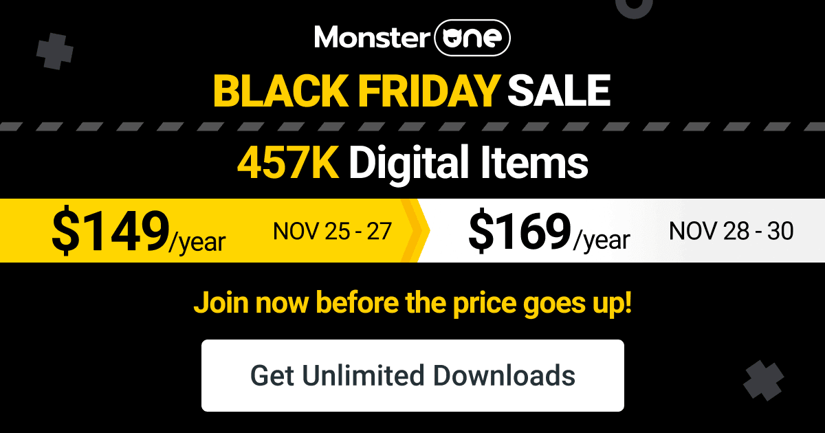 DevGeneration's tweet photo. The Biggest #Sale Of the Year! MonsterONE #BlackFriday  Sale. Unlimited Downloads!👇

👉 Click the link:https://t.co/zyMEUdEVlP

🎉Plus, get an extra 10% OFF on any MonsterONE plan with the promo code [NextGenerationDev] at checkout!

#BFCMandONE #CyberMondaydeals #webdesign https://t.co/UnHbcJIaS6