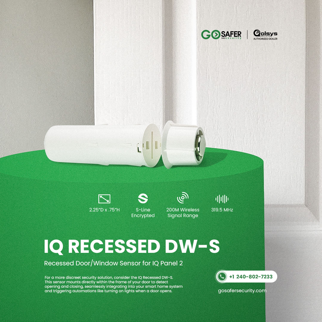 gosafer's tweet image. Looking for a discreet security option? The IQ Recessed DW-S mounts inside your door frame, detecting openings and triggering smart home automations like turning on lights. Seamless, smart, and secure! #DoorSensor #SmartHomeSecurity #GoSaferSecurity