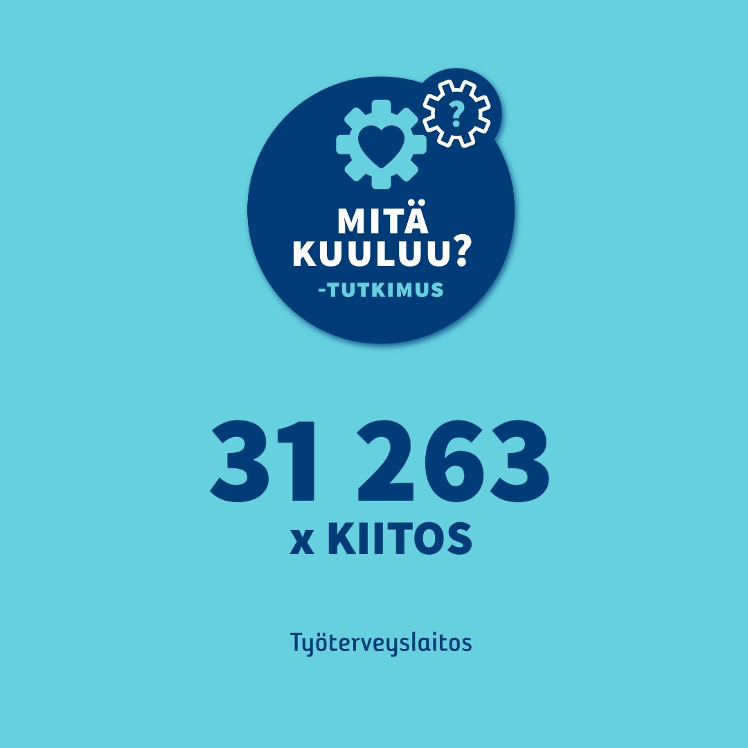 💡  Mitä kuuluu hyvinvointialueiden työhyvinvoinnille? 

Mitä kuuluu? -kyselyymme vastasi yli 30 000 hyvinvointialueiden työntekijää. Kootut tulokset eli hyvinvointialueiden työhyvinvoinnin tilannekuvan paljastamme 9.1.2025.

Lue lisää tutkimuksesta: ttl.fi/mitakuulu