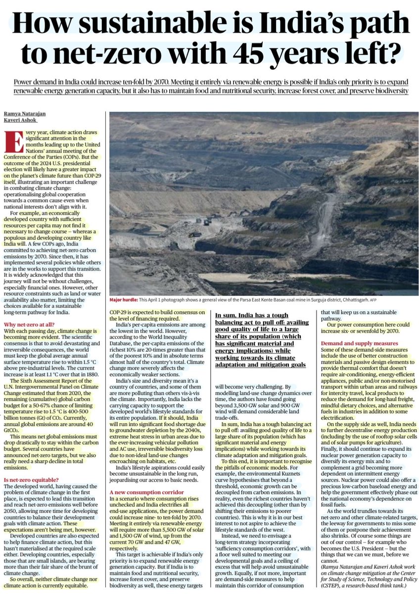 Ravikant Yadav (@imravikantyadav) on Twitter photo 'How Sustainable is India's Path to net-zero with 45 years left?'
:Explained by Ms Ramya Natarajan & Ms Kaveri Ashok
<a href="/rumyeah42/">Ramya Natarajan</a> <a href="/Kaveri_Ashok/">Kaveri Ashok</a>
#India Power demand📈10 fold by 2070,#RenewableEnergy generation b expanded,#NetZero #Sustainability #ClimateCrisis&
More info
#UPSC 'How Sustainable is India's Path to net-zero with 45 years left?'
:Explained by Ms Ramya Natarajan & Ms Kaveri Ashok
<a href="/rumyeah42/">Ramya Natarajan</a> <a href="/Kaveri_Ashok/">Kaveri Ashok</a>
#India Power demand📈10 fold by 2070,#RenewableEnergy generation b expanded,#NetZero #Sustainability #ClimateCrisis&
More info
#UPSC