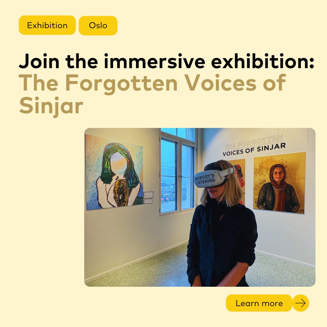MukwegeFound's tweet image. Experience &apos;The Forgotten Voices of Sinjar&apos; at the @NobelPeaceOslo. Dive into #VR, photography &amp;amp; art amplifying Yazidi voices, justice, &amp;amp; recovery. 🗓️ Panel: Nov 20, 18:00. @NbdyListeningVR,@YazdaOrg, @natianavrouzov, @rxdsouza, @DrSinjari #YazidiGenocide