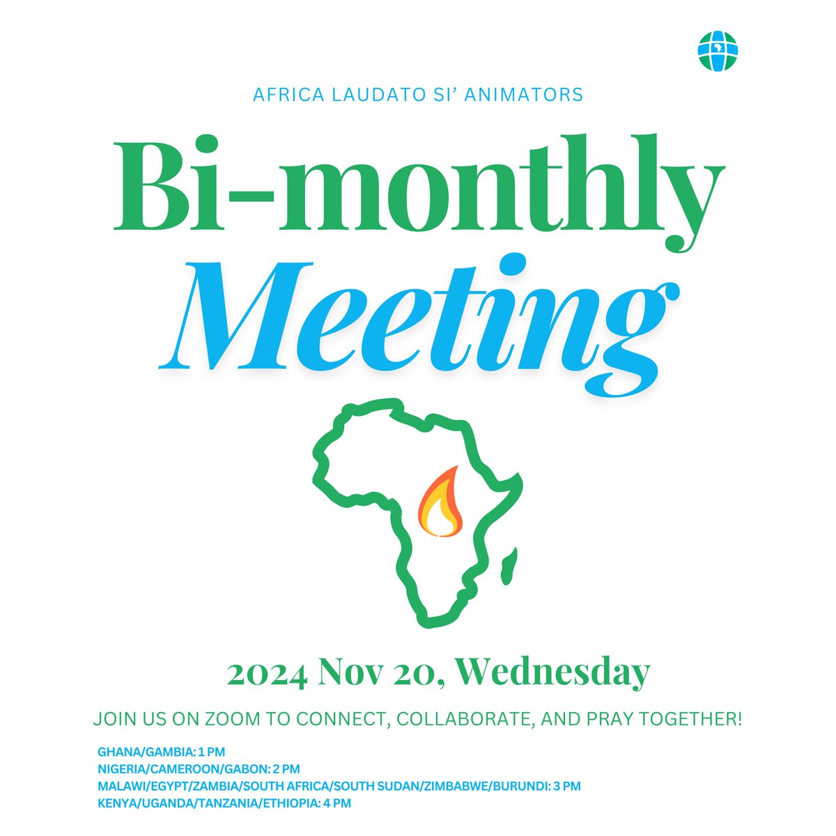 LSM_Africa's tweet photo. Dear members of Laudato Si Movement in Africa. You're invited! Join us on Zoom to connect, collaborate, and pray together as we discuss Jubilee 2025, Laudato Si' 10-year anniversary, national encounters, pilgrimage in Assisi, and more! https://t.co/e7KJwGnjx9