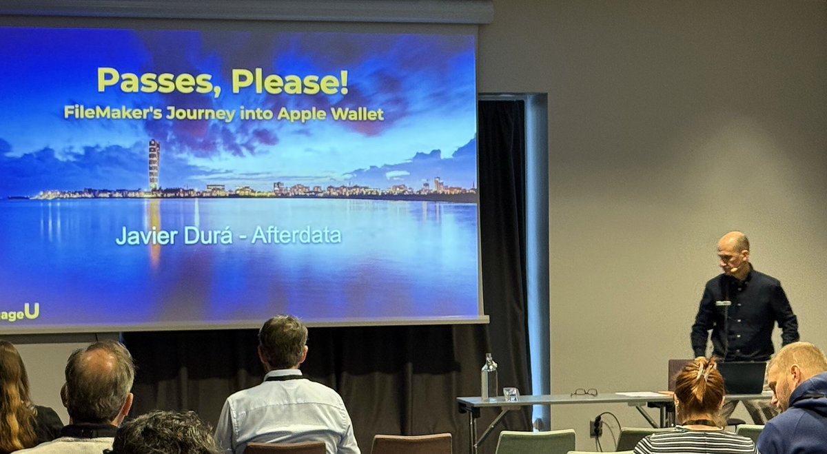 During my session "Passes, Please! #FileMaker's Journey into #Apple Wallet" at <a href="/Engageu_eu/">EngageU_eu</a>  in Malmö (Sweden).
I guided attendees through the step-by-step process of creating Apple Wallet passes directly from their Claris FileMaker files.
<a href="/SquareMoonAB/">Square Moon</a> 
<a href="/clickworks_eu/">ClickWorks</a>