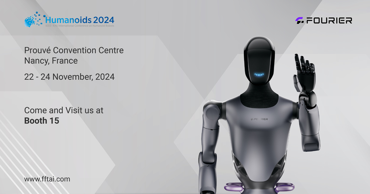 Fourier (@fourierrobots) on Twitter photo Only three days until <a href="/HumanoidsConf/">IEEE-RAS Int. Conf. on Humanoid Robots (HUMANOIDS)</a> 2024! 🇫🇷
We’re thrilled to bring GR-2 to France for his European debut. Visit us at Booth 15 to meet him—polite, friendly, and ready to impress with his robotic charm.
À bientôt en France ! ✨
#Fourier #humanoid #GR2 #Robotics Only three days until <a href="/HumanoidsConf/">IEEE-RAS Int. Conf. on Humanoid Robots (HUMANOIDS)</a> 2024! 🇫🇷
We’re thrilled to bring GR-2 to France for his European debut. Visit us at Booth 15 to meet him—polite, friendly, and ready to impress with his robotic charm.
À bientôt en France ! ✨
#Fourier #humanoid #GR2 #Robotics