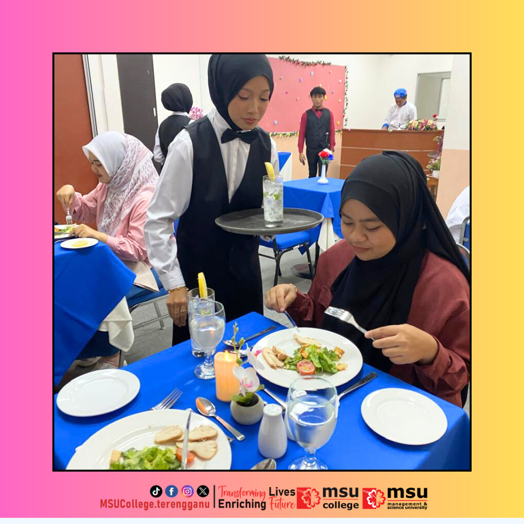 MSUcollege_trg's tweet photo. Students successfully perform American-style services for their restaurant operation class project.

#transforminglive
#enrichingfuture
#hospitality
#culinary
#msurians https://t.co/TBCmCh9U3Y
