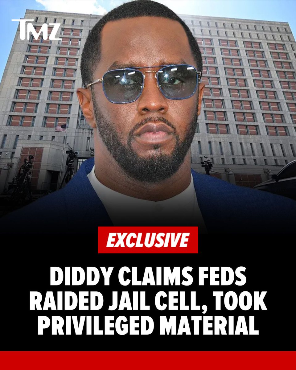 #Diddy's legal team says the feds raided his jail cell and seized a bunch of privileged materials, including notes to his lawyers about his upcoming trial ... TMZ has learned.