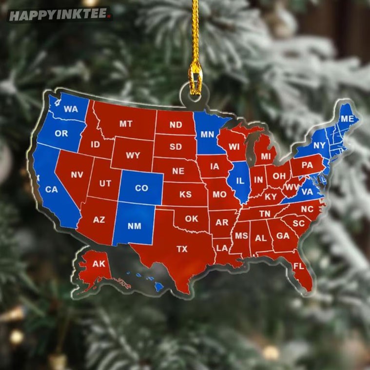 JusCordney's tweet image. Trump US Presidential Election Map 2024 Acrylic Ornament #Trump #ElectionMap #happyinktee happyinktee.com/product/trump-…
