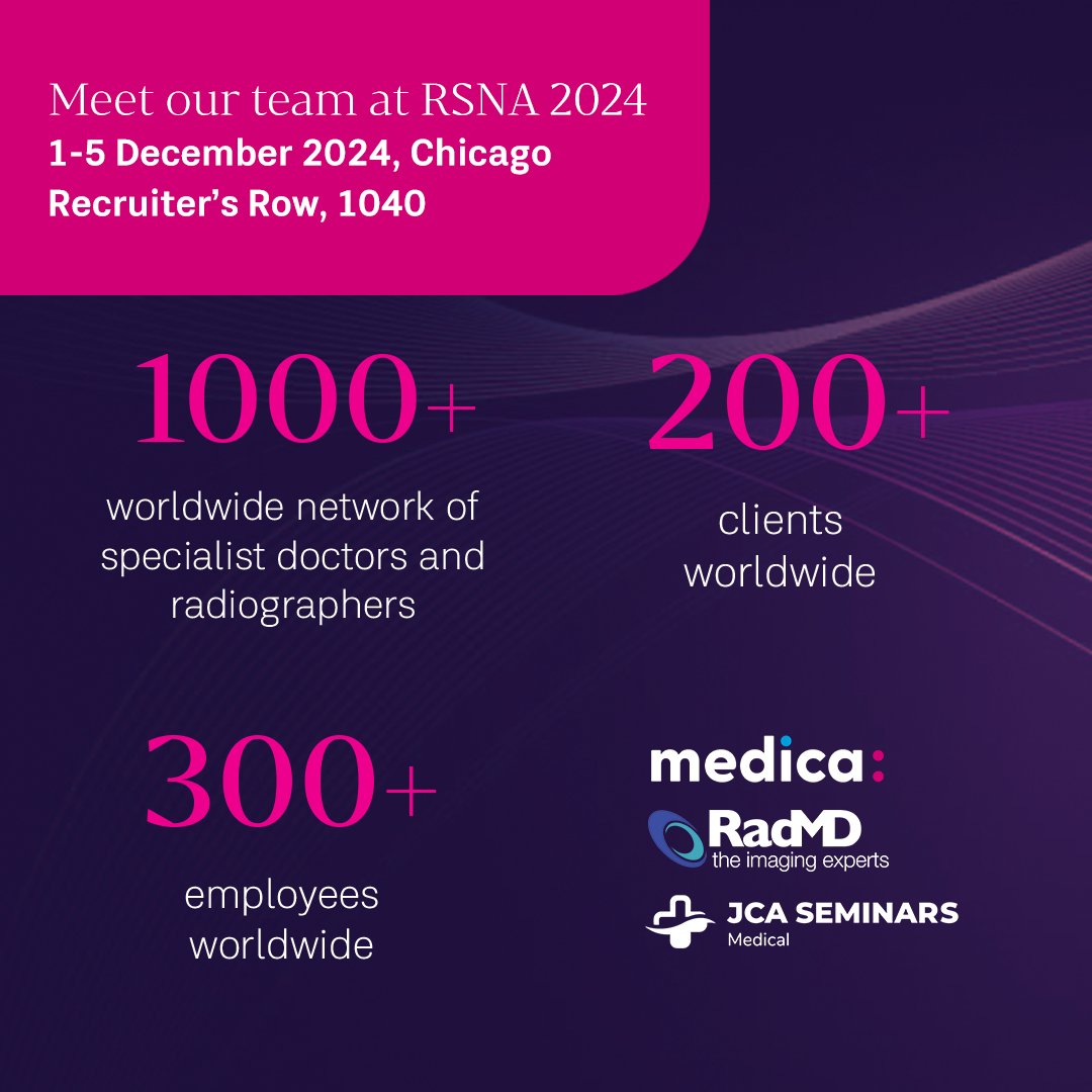 MedicaGroup's tweet photo. 12 days to go until @RSNA! Discover exciting reporting opportunities with the largest telemedicine provider and learn how you can become part of our growing network of over 1,000 specialist doctors and radiographers.  

#RSNA2024 https://t.co/i93mdT1VcI