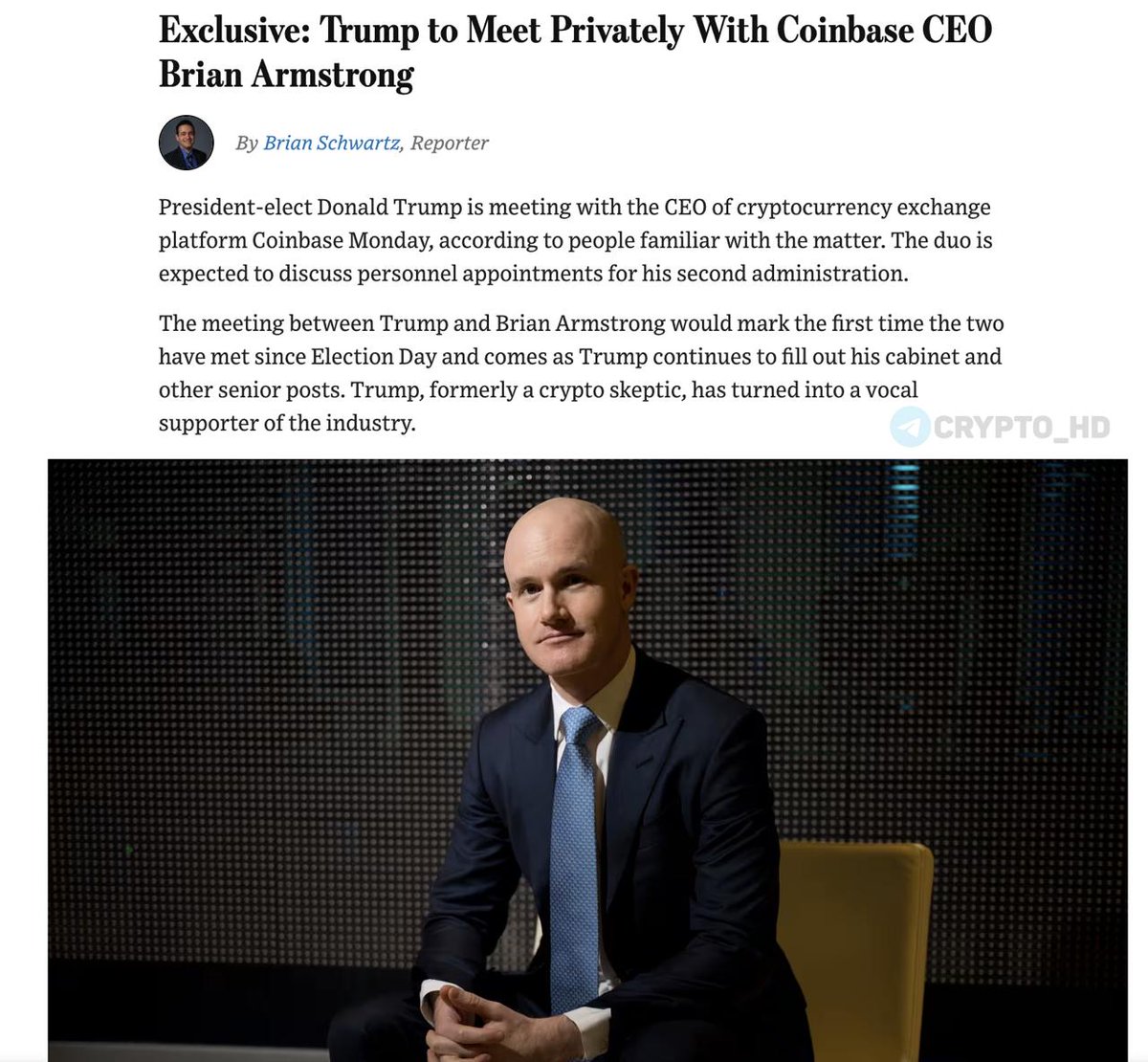 CEO of @coinbase and $SPOT investor @brian_armstrong is reportedly in  closed-door meetings with Trump. It would only be right to have an  inflation-resistant solution on the agenda.