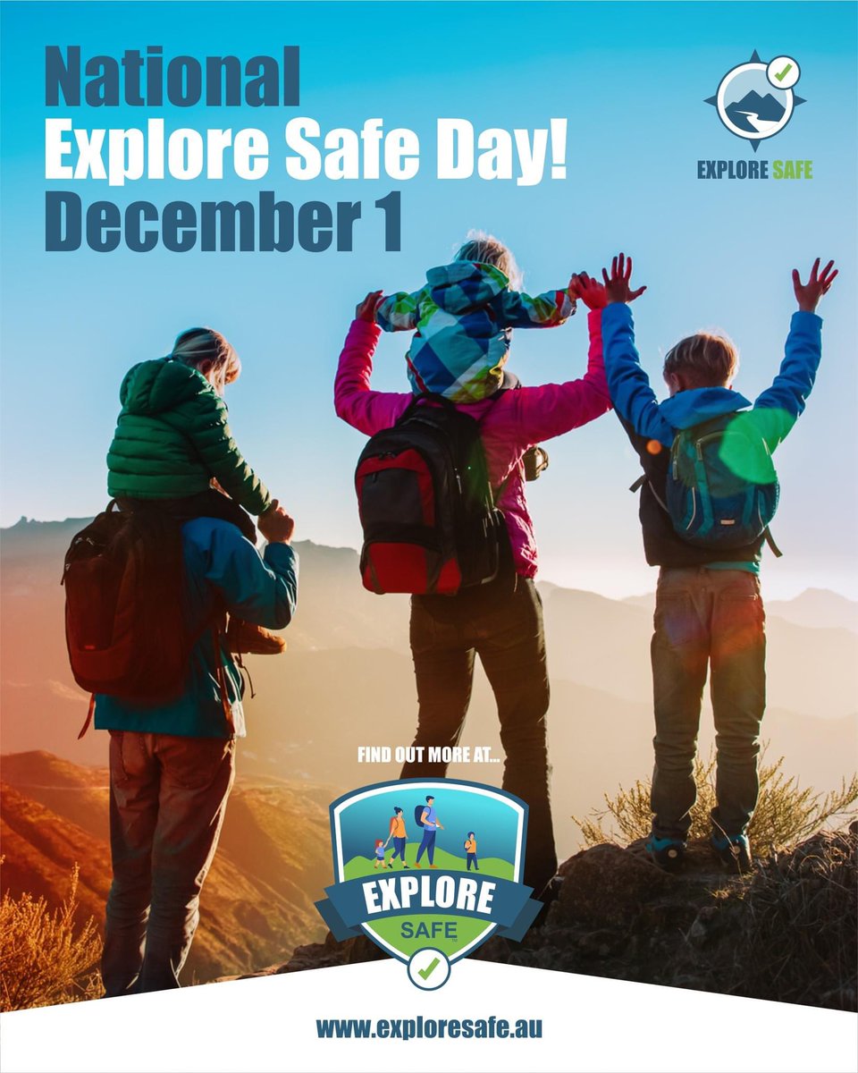 TrailHikingAust's tweet image. Save the date: National Explore Safe Day - December 1! 🎉

Join us in promoting safe outdoor adventures with Trail Hiking Australia and Explore Safe. Let’s explore responsibly and always #ExploreSafe 🌟

trailhiking.com.au exploresafe.au