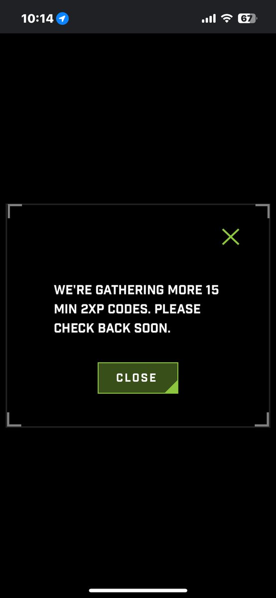 Anyone else not getting XP codes? 

<a href="/MonsterEnergyUK/">Monster Energy GB & IRE</a> <a href="/CallofDutyUK/">Call of Duty UK</a>