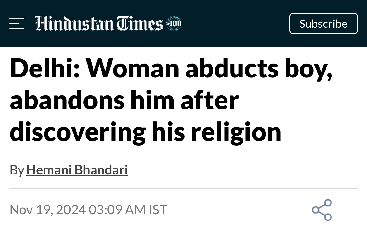 This is WILD.

A Hindu woman with two daughters was unable to conceive a male child. 

So she kidnaps a 4-year-old boy.

And then abandons him when she finds out he was Muslim.

New India has never been represented so accurately by a single news story.