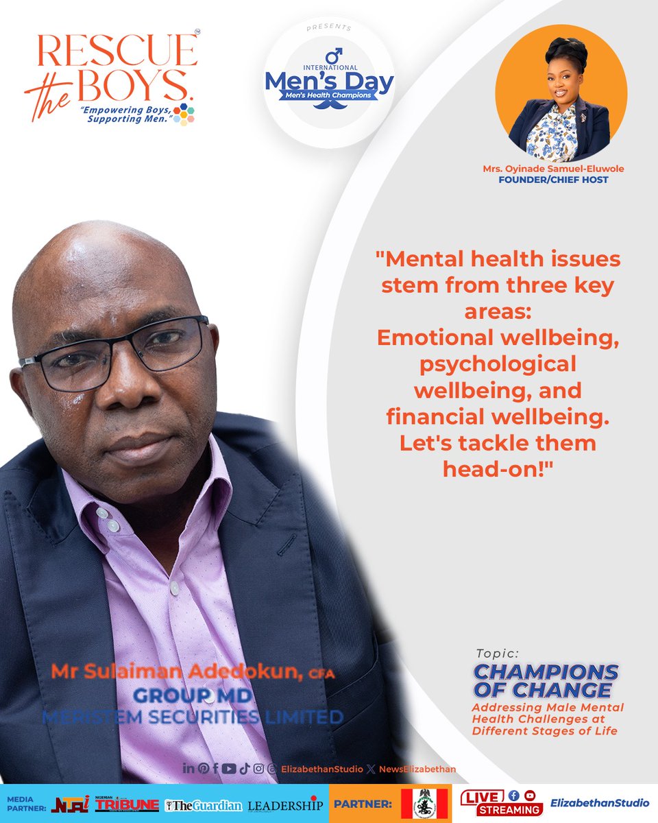 elizabethan_ng's tweet photo. #MentalHealthAwareness #ElizabethanStudio #NewsElizabethan
#InternationalMensDay #MensMentalHealthMatters #MentalHealthAwareness #ElizabethanStudio #NewsElizabethan #MentalHealthSupport #ChampionsOfChange https://t.co/WYAP7yabW5