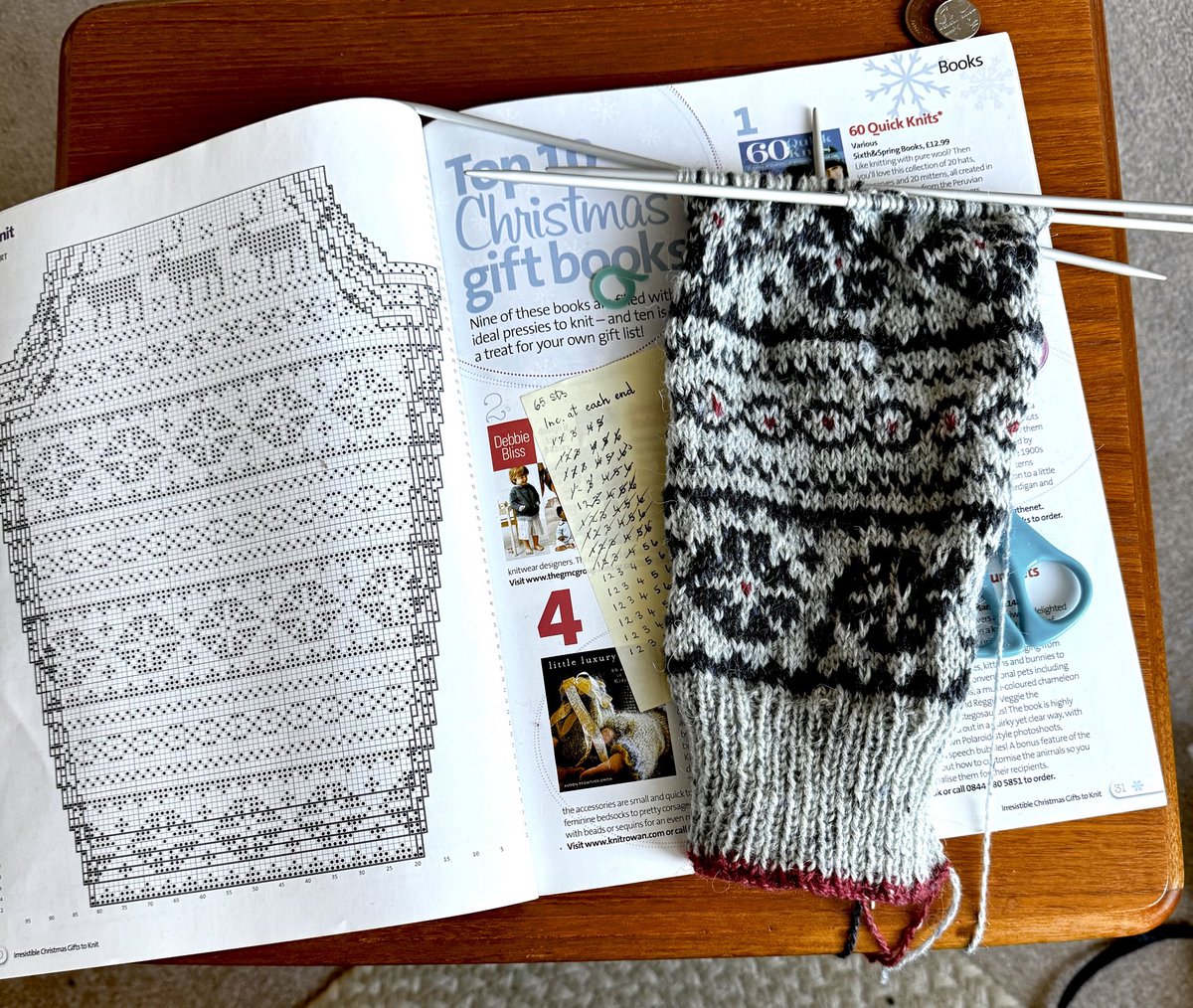 Brackens1's tweet image. Using my most lethal knitting needles !
Just don’t interrupt me when I’m counting stitches! 
#Strandedknitting #fairisle #nordic 
#knitting