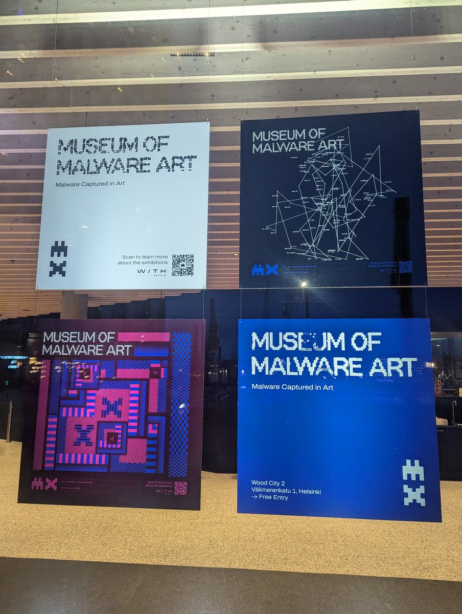 Incredibly honored and humbled to be presenting the very special set of physical prints of <a href="/MalwareArt/">Malware Art</a> for the Museum of Malware Art tonight in Helsinki courtesy of <a href="/mikko/">@mikko</a>

Later I will be sharing the pieces which are the other side of these awesome logos