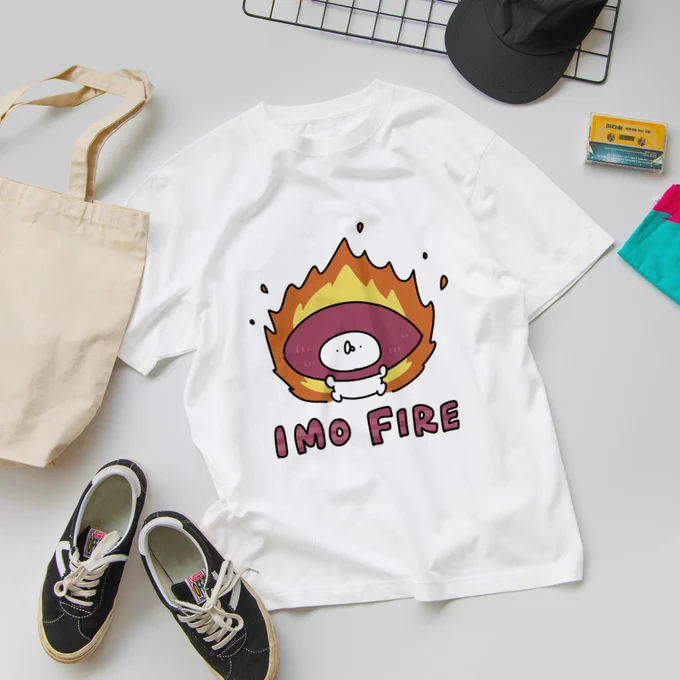 \ SUZURI新グッズ /「いもファイヤ」イラストがグッズになりました半袖TシャツやロンT、パーカーの他、スマホケースやマルチケースなども!生地の色は好きなものを選ぶことができます!お好みのカラーでご注文ください#suzuri 