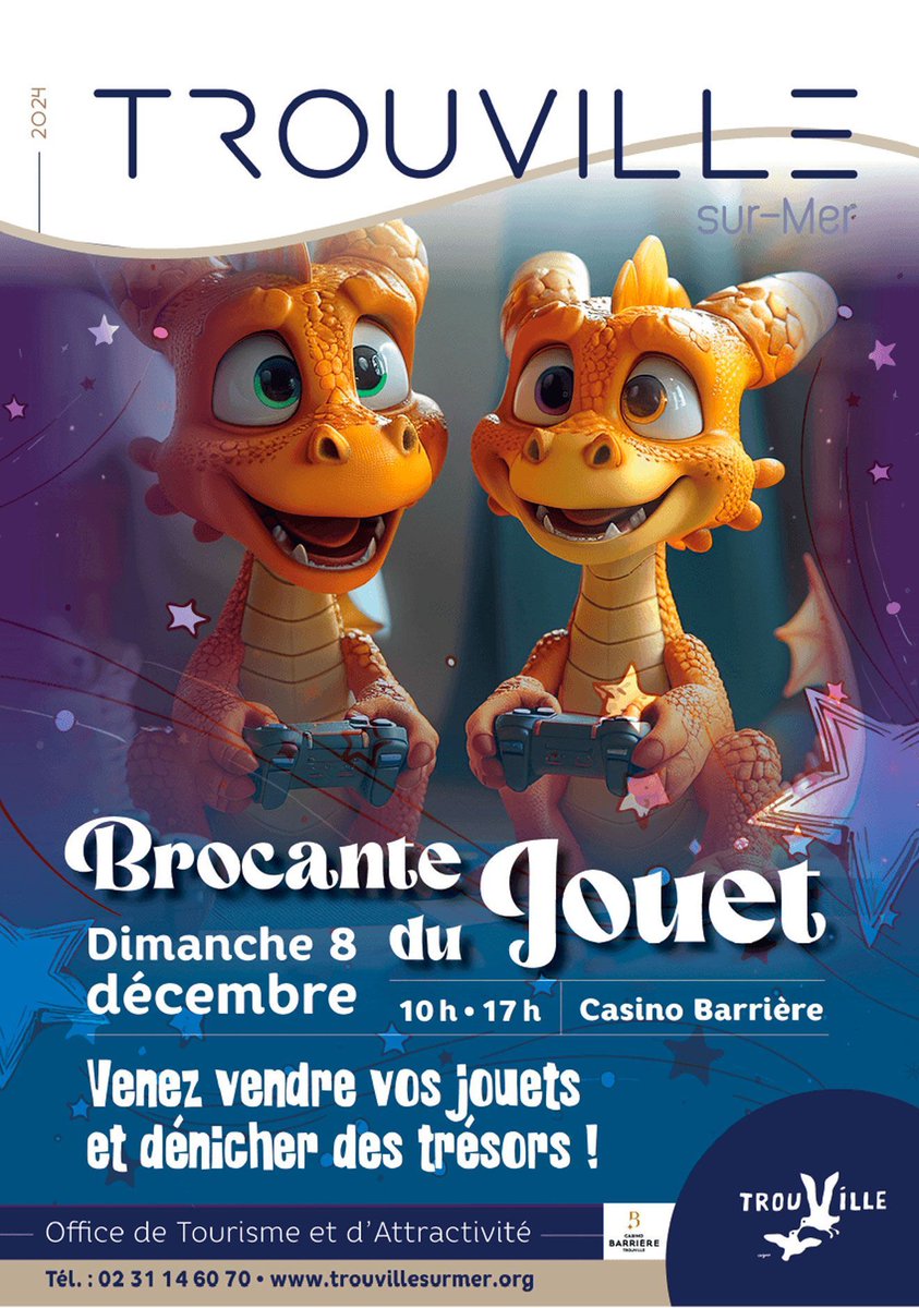 La Brocante du Jouet Ali Baba revient pour sa 16e édition ! 🧸🎁  

Le dimanche 8 décembre, préparez-vous à faire de belles trouvailles ! L’Office de Tourisme et le Casino Barrière Trouville vous donnent rendez-vous de 10h à 17h pour cette brocante solidaire !

🆓 Entrée libre