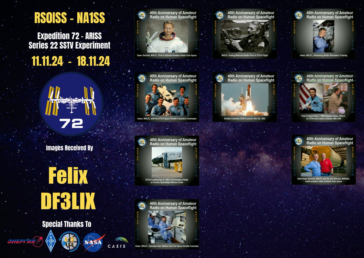 My final result of the last #ISS #SSTV event, thanks to <a href="/ei2ip/">Robbie Ei2iP 🇮🇪</a> again for the template.
<a href="/ARISS_Intl/">ARISS - Amateur Radio on the ISS</a> <a href="/RF2Space/">ISS Ham</a> <a href="/issfanclub/">Iss Fan Club</a> <a href="/AMSAT/">AMSAT</a>