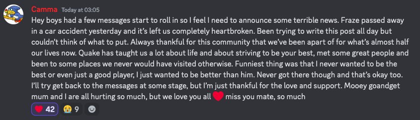 Rest in piece fraze. Unbelievable that he passed away from a car crash. Was the first videos I ever studied up on duel and made me appreciate the style and understanding he had. I truly wished that there was a time where I got to meet and speak to someone that passionate for duel