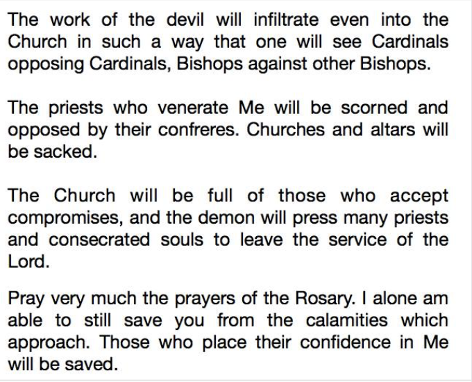 ProtecttheFaith's tweet photo. Our Lady's Third Message to Sister Agnes Katsuko Sasagawa in Akita, 13th October 1973 (Excerpt)