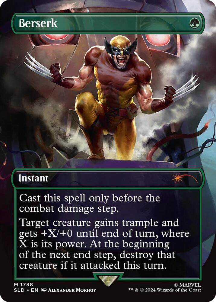 ChiStyleGaming's tweet photo. I believe Berserk from the Marvel Drop is underpriced right now. Previous foil versions of Berserk sell for $20-25 and this version is sub $10 right now. If you ever needed a copy, this is a nice time to grab it. Wolverine is also kinda badass imo but that’s another topic. https://t.co/nrZ4g8Bgas