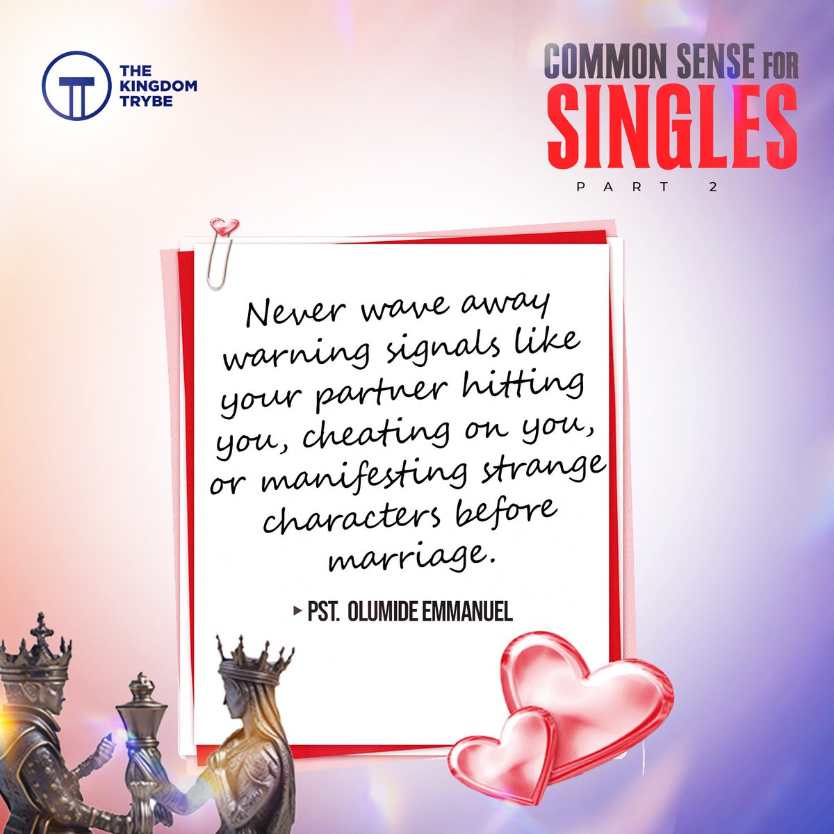 tkt_global's tweet photo. Last Sunday was a service to help singles navigate relationships with wisdom and purpose. Here are some key takeaways to reflect on:

💡 Never let your emotions override your reasoning.
💡 Pay attention to warning signals.
💡 Investigate before you invest.

#TKT https://t.co/FuRsFx7G1n