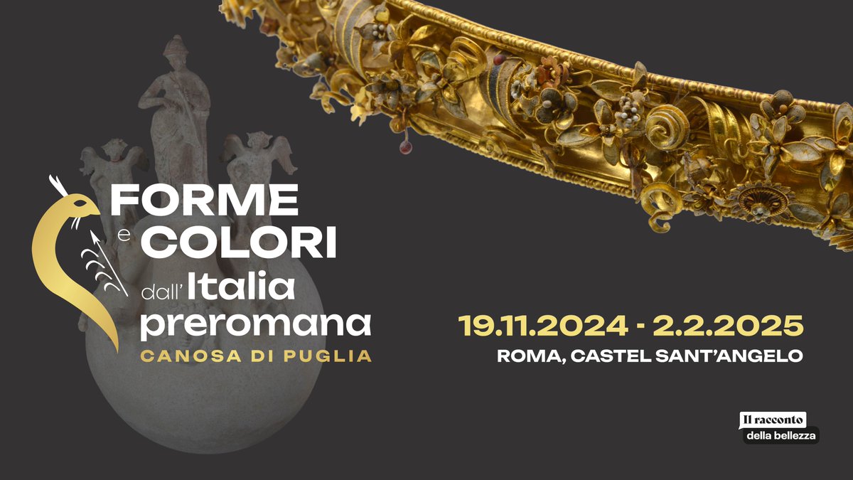 Roma, Castel Sant'Angelo: fino al 2/2/2025 la mostra "Forme e colori dall'Italia preromana. Canosa di Puglia". Info su musei.beniculturali.it