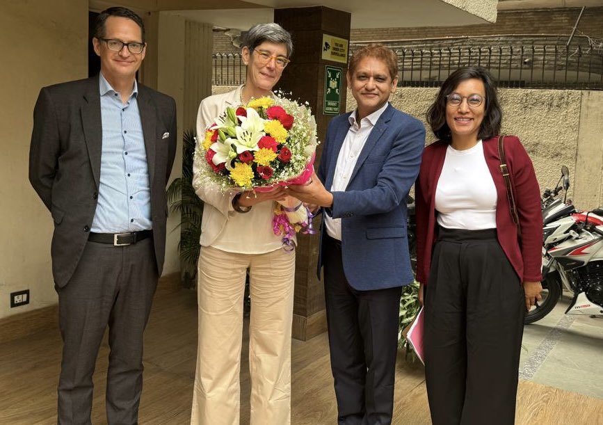 SwissAmbNepal's tweet photo. Wrapped up a successful mission in Delhi, connecting with 🇨🇭Swiss companies ready to bring their cutting-edge technology and expertise to 🇳🇵Nepal’s infrastructure space. Exciting opportunities ahead for innovation, growth, and collaboration! #SwitzerlandforNepal #AidtoTrade https://t.co/VpnZJGuEWV