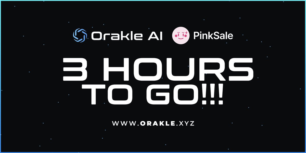 orakle_ai's tweet photo. The $ORAKLE presale begins in 3 hours! 🚀

Don’t miss your chance to join the journey early. Stay tuned and secure your spot now!

🔗 Join the Presale Here: https://t.co/3rXeEhj8UL https://t.co/EXIGCJdovL