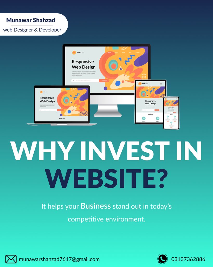 **🌐 Why Invest in a Website?**

✨ **24/7 Availability:** 

✨ **Boost Credibility:** 

✨ **Drive Growth:**

✨ **Tailored Experience:** 

👉 DM me for a free consultation!
✅Visit my website 
munawarshahzad.me

#webdesigner #webdeveloper