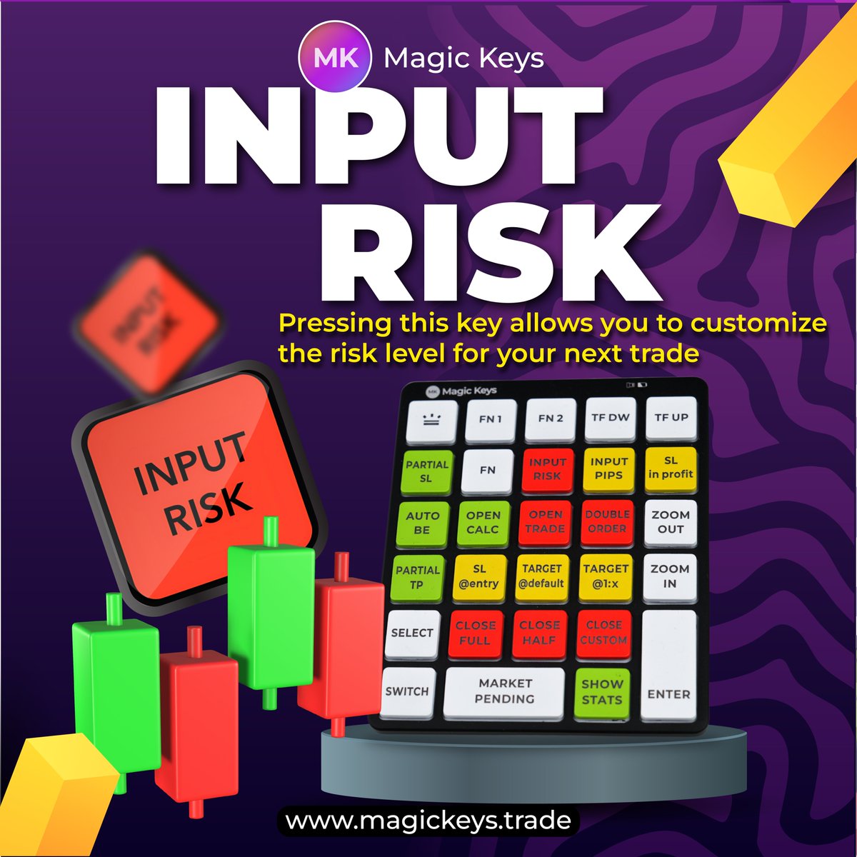 Did you know? 

Pressing "Input Risk" on your Magic Keys lets you customize the risk level for your next trade with precision. 💡✨

Take control of your trading strategy like a pro! 💪📈

#MagicKeys 
#TradeSmart 
#RiskManagement