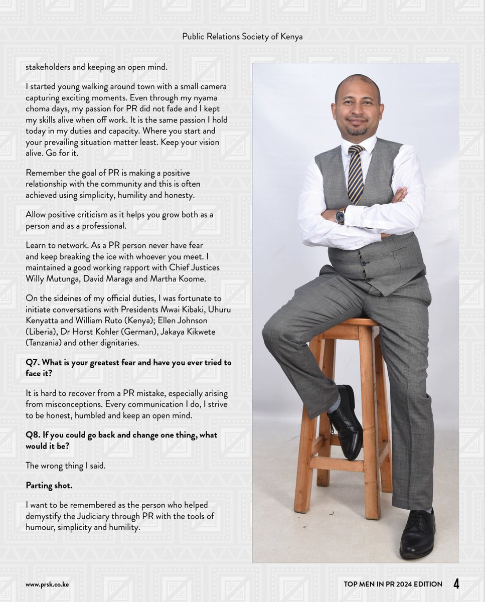 Yes, it's possible to start from the bottom and still make it. Starting at the bottom means you can do things at your own pace and be your own person. This is the inspiring story of <a href="/zakheem_rajan/">Zakheem Rajan - The Paparazzi</a>, Senior Communication Officer, <a href="/Kenyajudiciary/">The Judiciary Kenya</a>.

#TopMenInPR #IMD2024