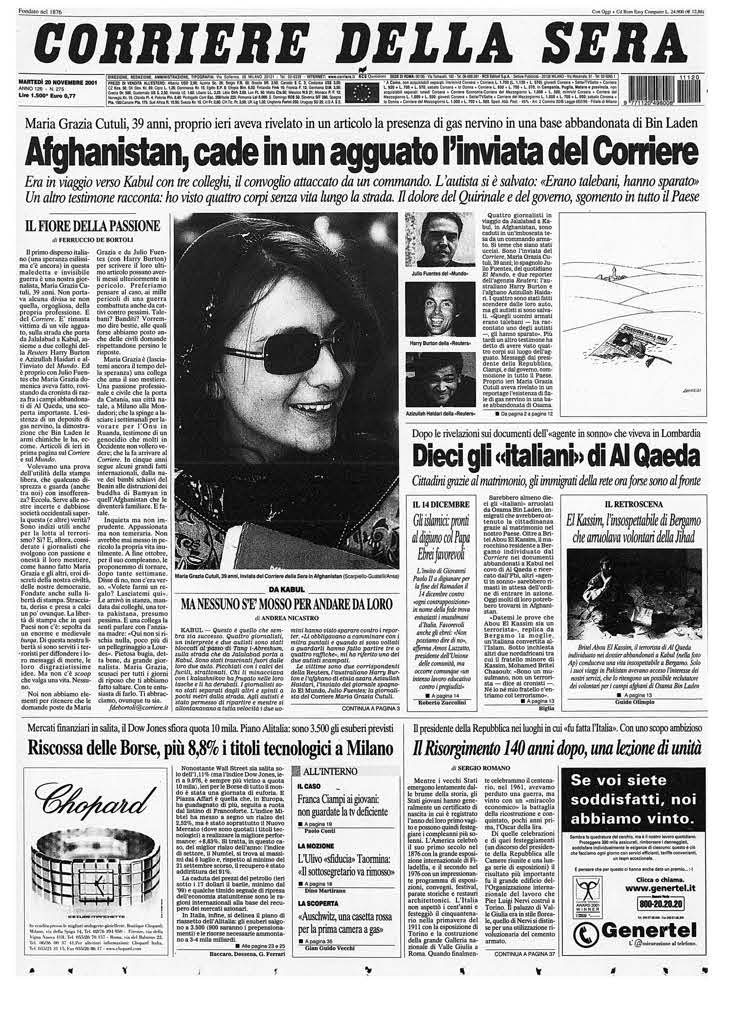 SenatoStampa's tweet photo. #Cutuli. Sull'assassinio della giornalista #MariaGraziaCutuli @Corriere, vittima di un agguato in #Afghanistan il #19novembre 2001, intervengono i senatori appartenenti a tutti i gruppi parlamentari https://t.co/mi9fJ60kYo https://t.co/a0JpHFItPB