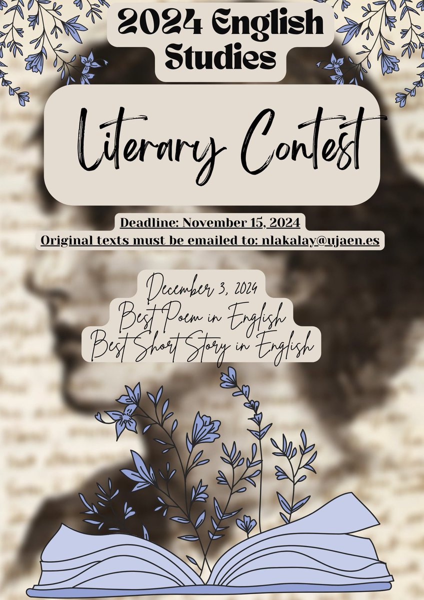 Just in case you missed the opportunity! The deadline for proposals at our upcoming literary contest has been extended to November 27th! Short stories and poems are welcome, and the prizes will be given on December 3rd at our upcoming 9th Seminar on English Studies 🥳