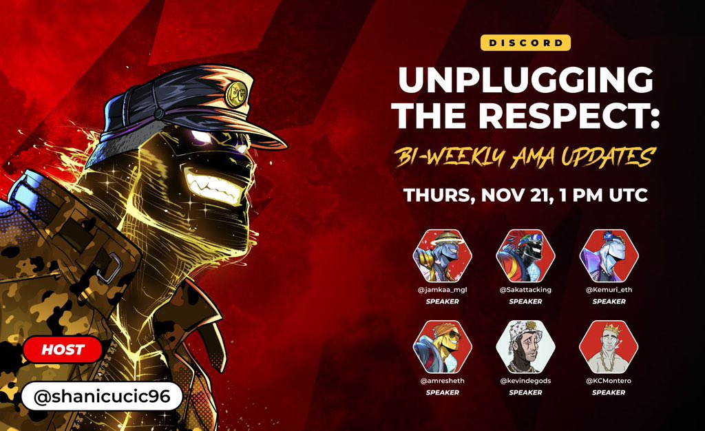 JirasanOfficial's tweet photo. Holders Assemble! 

The FIRST of our Bi-Weekly AMA Updates is here! 💬

Unplugging The Respect.
Where plans meet progress and action.

🗓️ Thurs, Nov 21 | 1 PM UTC
📍 Jirasan Discord

👉 Updates. Alpha. Respect.

Be there. 🔴 https://t.co/hvB3XXD4AN