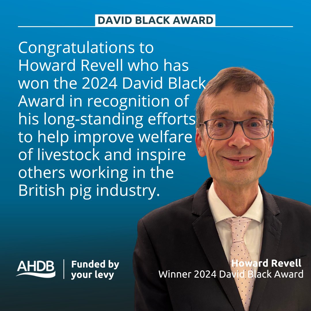 Congratulations to Howard Revell on winning the 2024 David Black Award!🏆🎉

With decades of experience, Howard has contributed significantly to the UK pig sector, influencing positive change and supporting industry progress.

Learn more about the award👉ow.ly/OmOR50U9OCZ