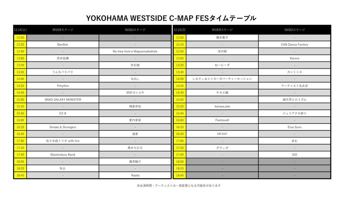 cmapfes's tweet photo. 横浜駅すぐの会場で2日間にわたって開催するC-MAP FES‼️魅力的なラインアップでみなさんに音楽と食事をお届けします♬お気に入りのアーティストをチェックするには、こちらの最新のタイムテーブルをご確認ください✔︎#CMAP #フェス #横浜 #ビブレ #ライブ #ダンス #フード #観覧無料 https://t.co/gH5SDNzCtk
