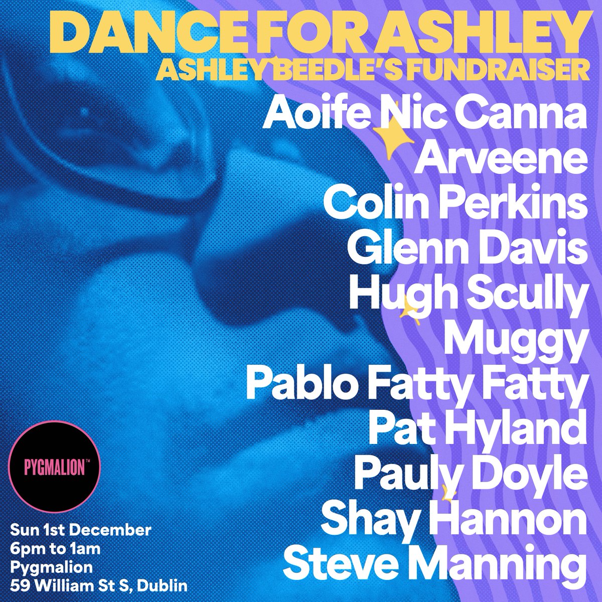 On Sunday December 1st a selection of Dublin's finest will come together to raise much needed funds for Ashley Beedle <a href="/pygmaliondub/">Pygmalion</a> 

If you're in a position to donate, please buy a ticket here - ra.co/events/2045761