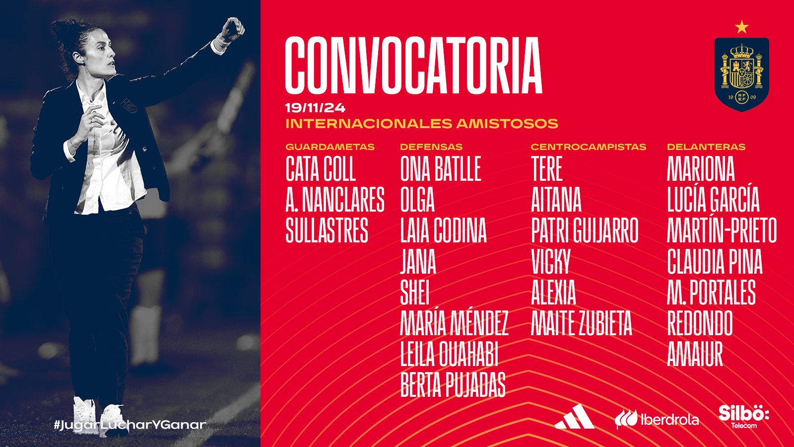 La convocatoria de España para los dos últimos partidos del año.