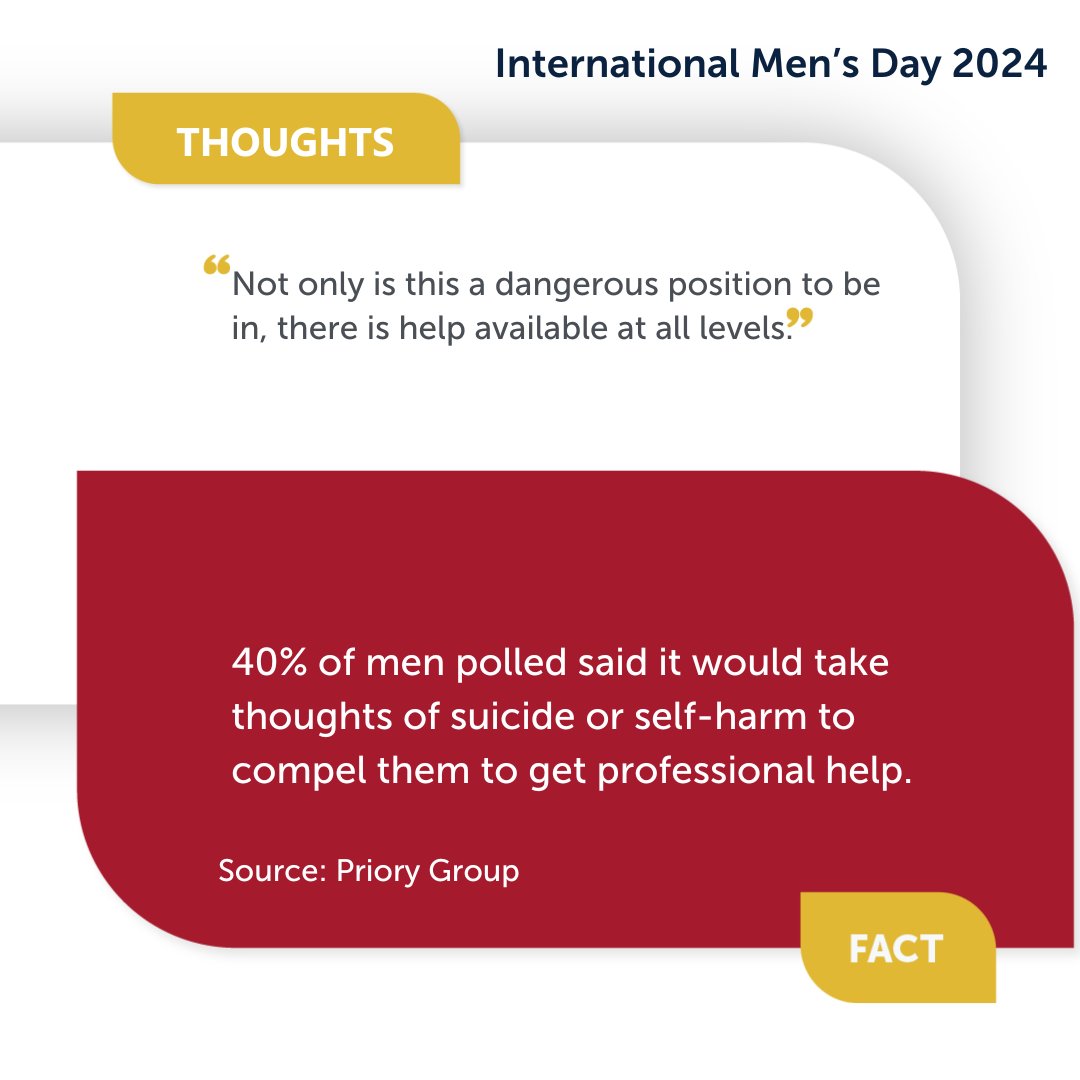 Today, on #InternationalMensDay, we highlighted some startling facts about men's mental health to our male employees and gathered their thoughts on this crucial topic.
If you're struggling, remember that support is available — reach out to your your manager for guidance and help.